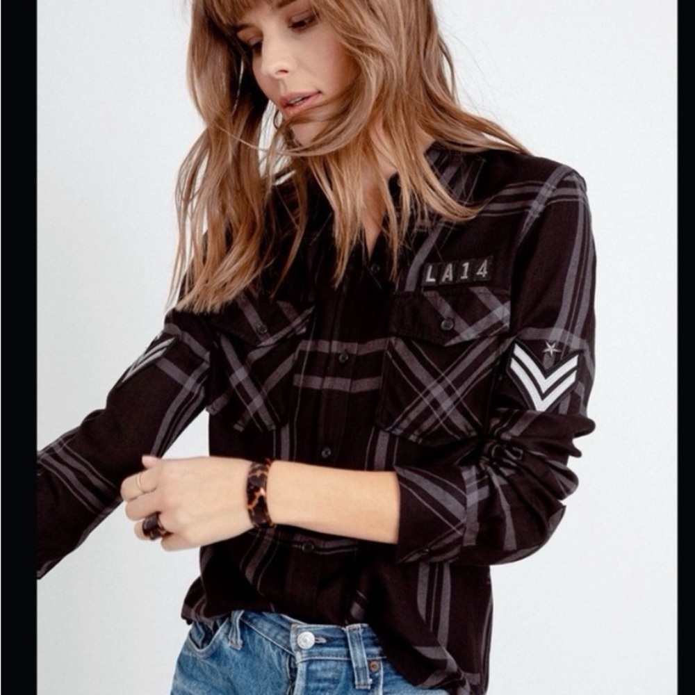 Rails Pepper Carbon Black Plaid Button-Up Shirt LA14